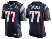 NEW ENGLAND PATRIOTS #77 NATE SOLDER NAVY SUPER BOWL LII BOUND GAME JERSEY