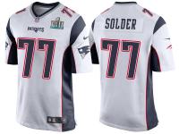 NEW ENGLAND PATRIOTS #77 NATE SOLDER WHITE SUPER BOWL LII BOUND GAME JERSEY