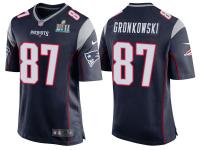 NEW ENGLAND PATRIOTS #87 ROB GRONKOWSKI NAVY SUPER BOWL LII BOUND GAME JERSEY