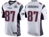 NEW ENGLAND PATRIOTS #87 ROB GRONKOWSKI WHITE SUPER BOWL LII BOUND GAME JERSEY