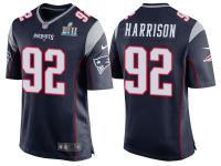 NEW ENGLAND PATRIOTS #92 JAMES HARRISON NAVY SUPER BOWL LII BOUND GAME JERSEY