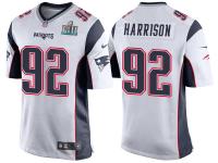 NEW ENGLAND PATRIOTS #92 JAMES HARRISON WHITE SUPER BOWL LII BOUND GAME JERSEY