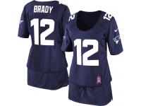 New England Patriots Tom Brady Women's Jersey - Navy Blue Breast Cancer Awareness Nike NFL #12 Game