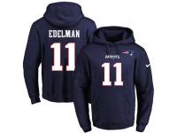 NFL Men's Nike New England Patriots #11 Julian Edelman Navy Blue Name & Number Pullover Hoodie