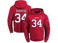 NFL Men's Nike New England Patriots #34 Rex Burkhead Red Name & Number Pullover Hoodie