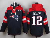 NFL New England Patriots (QB) #12 Tom Brady Men Navy Blue Pullover Hoodie