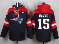 NFL New England Patriots (WR) #15 Reggie Wayne Men Navy Blue Pullover Hoodie