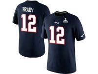 NFL Nike New England Patriots #12 Tom Brady Men Super Bowl XLIX Player Pride Name & Number T-Shirt Navy Blue