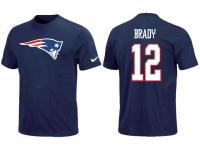 NFL Nike New England Patriots #12 Tom Brady Player Name & Number Men T-Shirt Navy Blue