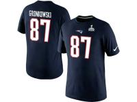 NFL Nike New England Patriots #87 Rob Gronkowski Men Super Bowl XLIX Player Name & Number T-Shirt Navy Blue