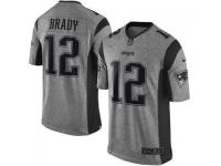 NFL Nike New England Patriots (QB) #12 Tom Brady Men Limited Gridiron Gray Jerseys