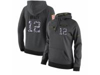 NFL Women's Nike New England Patriots #12 Tom Brady Stitched Black Anthracite Salute to Service Player Performance Hoodie