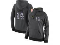 NFL Women's Nike New England Patriots #14 Brandin Cooks Stitched Black Anthracite Salute to Service Player Performance Hoodie