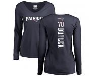 Nike Adam Butler Navy Blue Backer Slim Fit Women's - NFL New England Patriots #70 Long Sleeve T-Shirt