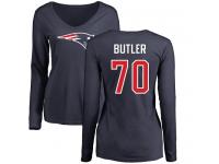 Nike Adam Butler Navy Blue Name & Number Logo Slim Fit Women's - NFL New England Patriots #70 Long Sleeve T-Shirt