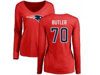 Nike Adam Butler Red Name & Number Logo Slim Fit Women's - NFL New England Patriots #70 Long Sleeve T-Shirt