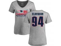 Nike Adrian Clayborn Heather Gray 2017 AFC Champions V-Neck Women's - NFL New England Patriots #94 T-Shirt