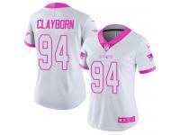 Nike Adrian Clayborn Limited White Pink Women's Jersey - NFL New England Patriots #94 Rush Fashion