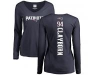 Nike Adrian Clayborn Navy Blue Backer Slim Fit Women's - NFL New England Patriots #94 Long Sleeve T-Shirt