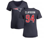 Nike Adrian Clayborn Navy Blue Name & Number Logo Slim Fit Women's - NFL New England Patriots #94 T-Shirt