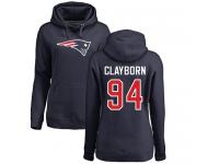 Nike Adrian Clayborn Navy Blue Name & Number Logo Women's - NFL New England Patriots #94 Pullover Hoodie