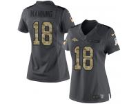 Nike Broncos #18 Peyton Manning Black Women Stitched NFL Limited 2016 Salute to Service Jersey