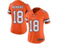 Nike Broncos #18 Peyton Manning Orange Women Stitched NFL Limited Rush Jersey