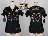 Nike Broncos #43 T.J. Ward Black Super Bowl 50 Women NFL Fashion Game Jersey