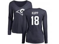 Nike Cooper Kupp Navy Blue Name & Number Logo Slim Fit Women's - NFL Los Angeles Rams #18 Long Sleeve T-Shirt