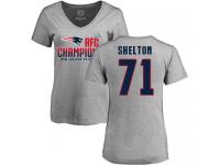 Nike Danny Shelton Heather Gray 2017 AFC Champions V-Neck Women's - NFL New England Patriots #71 T-Shirt