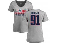 Nike Deatrich Wise Jr Heather Gray 2017 AFC Champions V-Neck Women's - NFL New England Patriots #91 T-Shirt