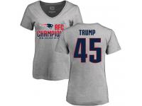 Nike Donald Trump Heather Gray 2017 AFC Champions V-Neck Women's - NFL New England Patriots #45 T-Shirt