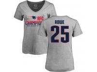 Nike Eric Rowe Heather Gray 2017 AFC Champions V-Neck Women's - NFL New England Patriots #25 T-Shirt