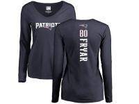 Nike Irving Fryar Navy Blue Backer Slim Fit Women's - NFL New England Patriots #80 Long Sleeve T-Shirt