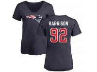 Nike James Harrison Navy Blue Name & Number Logo Slim Fit Women's - NFL New England Patriots #92 T-Shirt