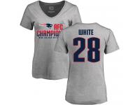 Nike James White Heather Gray 2017 AFC Champions V-Neck Women's - NFL New England Patriots #28 T-Shirt