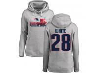 Nike James White Heather Gray 2017 AFC Champions Women's - NFL New England Patriots #28 Pullover Hoodie