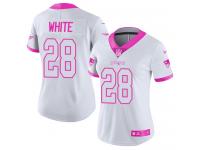 Nike James White Limited White Pink Women's Jersey - NFL New England Patriots #28 Rush Fashion