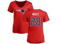 Nike James White Red Name & Number Logo Slim Fit Women's - NFL New England Patriots #28 T-Shirt
