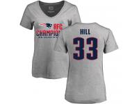 Nike Jeremy Hill Heather Gray 2017 AFC Champions V-Neck Women's - NFL New England Patriots #33 T-Shirt