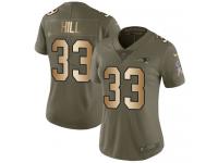 Nike Jeremy Hill Limited Olive Gold Women's Jersey - NFL New England Patriots #33 2017 Salute to Service