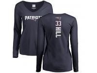 Nike Jeremy Hill Navy Blue Backer Slim Fit Women's - NFL New England Patriots #33 Long Sleeve T-Shirt