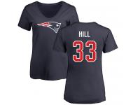 Nike Jeremy Hill Navy Blue Name & Number Logo Slim Fit Women's - NFL New England Patriots #33 T-Shirt