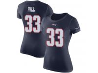 Nike Jeremy Hill Navy Blue Rush Pride Name & Number Women's - NFL New England Patriots #33 T-Shirt