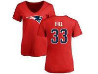 Nike Jeremy Hill Red Name & Number Logo Slim Fit Women's - NFL New England Patriots #33 T-Shirt