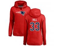 Nike Jeremy Hill Red Name & Number Logo Women's - NFL New England Patriots #33 Pullover Hoodie