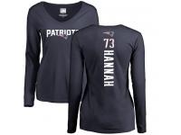 Nike John Hannah Navy Blue Backer Slim Fit Women's - NFL New England Patriots #73 Long Sleeve T-Shirt