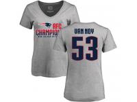 Nike Kyle Van Noy Heather Gray 2017 AFC Champions V-Neck Women's - NFL New England Patriots #53 T-Shirt