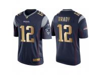 Nike New England Patriots #12 Tom Brady Navy Blue Men's NFL Game 2016 Christmas Golden Edition Jersey