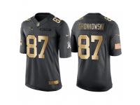 Nike New England Patriots #87 Rob Gronkowski Anthracite 2016 Christmas Gold Men's NFL Limited Salute to Service Jersey